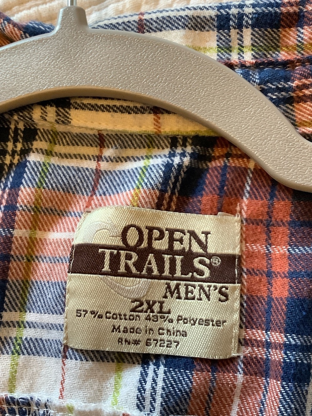 Casual Plaid Button-Up Shirt in Rust, Navy & Cream - Picture 6 of 6
